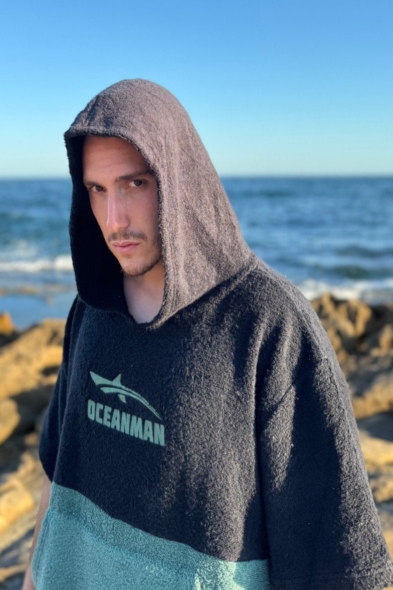 Oceanman Hoodie Poncho Green/Black