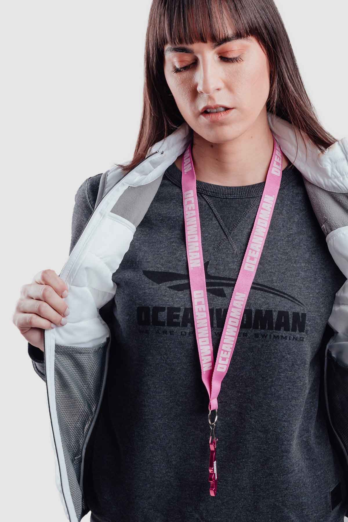 Woman with oceawoman lanyard