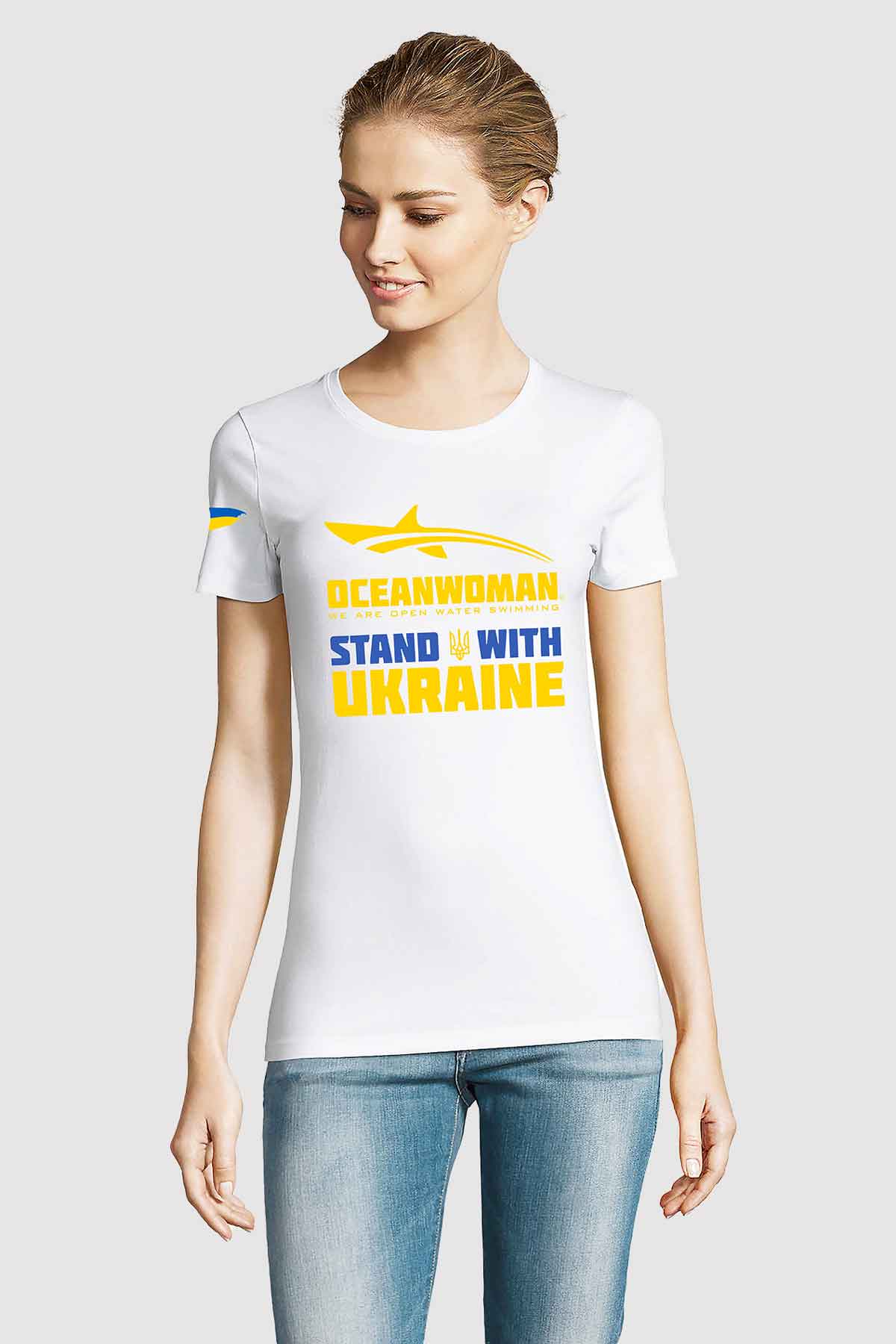 OceanWoman stand with ukraine collection white t shirt for women