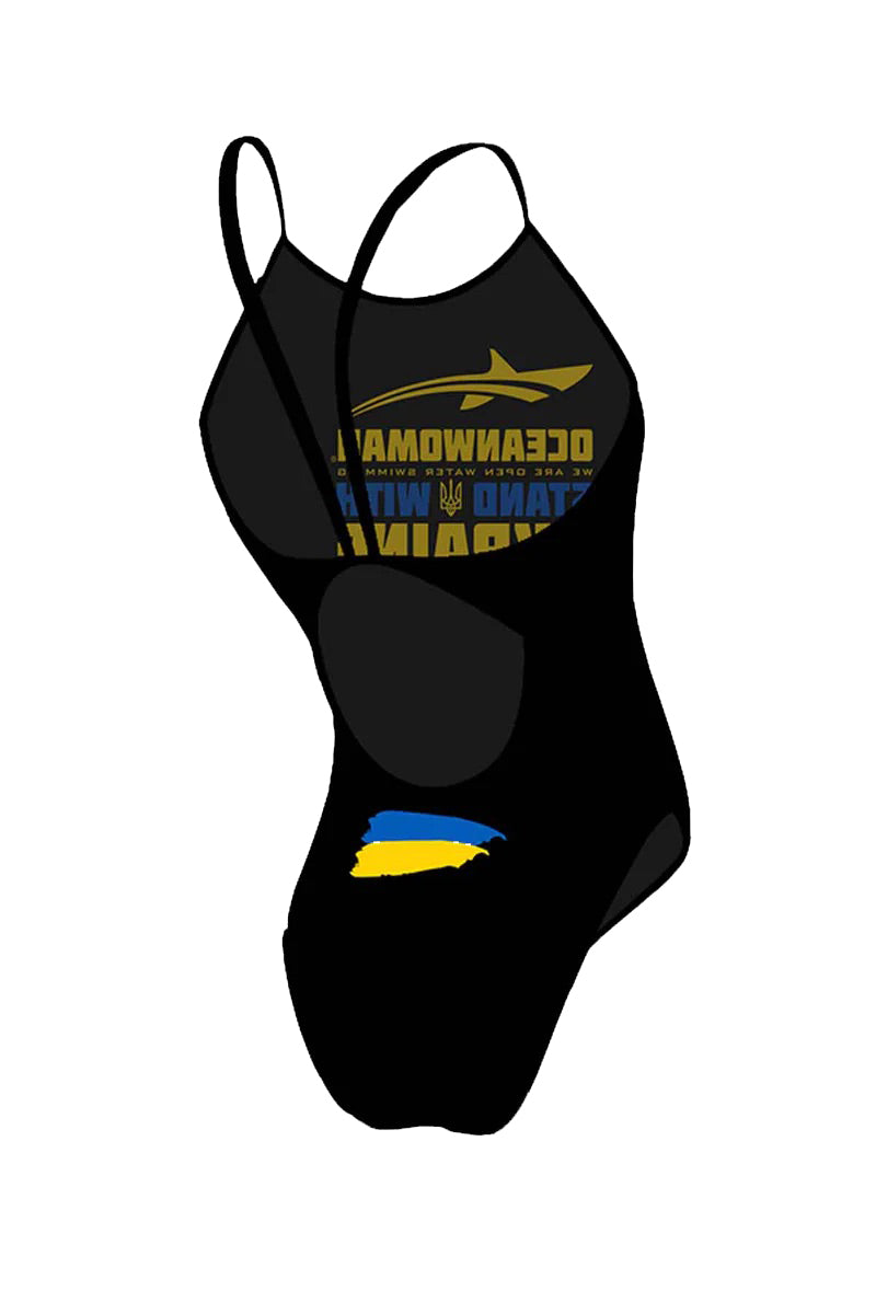 Women's One-Piece Swimsuit Stand With Ukraine