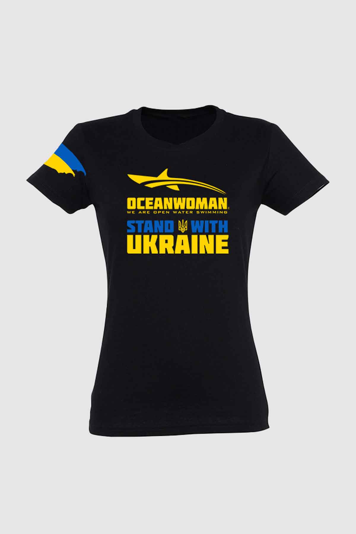 Oceanwoman black t shirt stand with ukraine